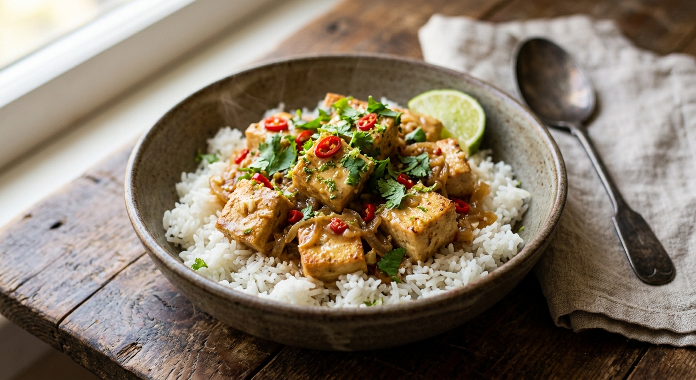 Coconut Lime Adobo Tofu