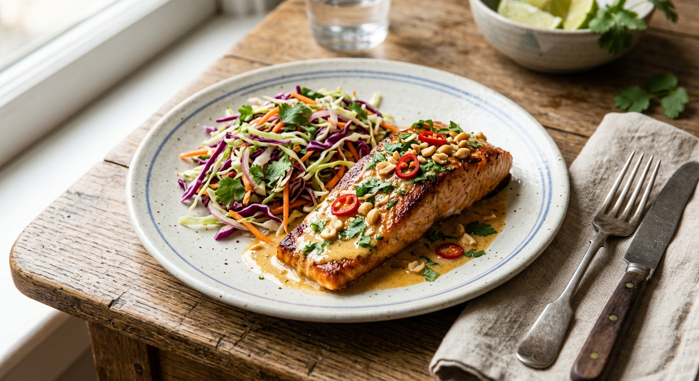 Coconut Lime Salmon with Slaw