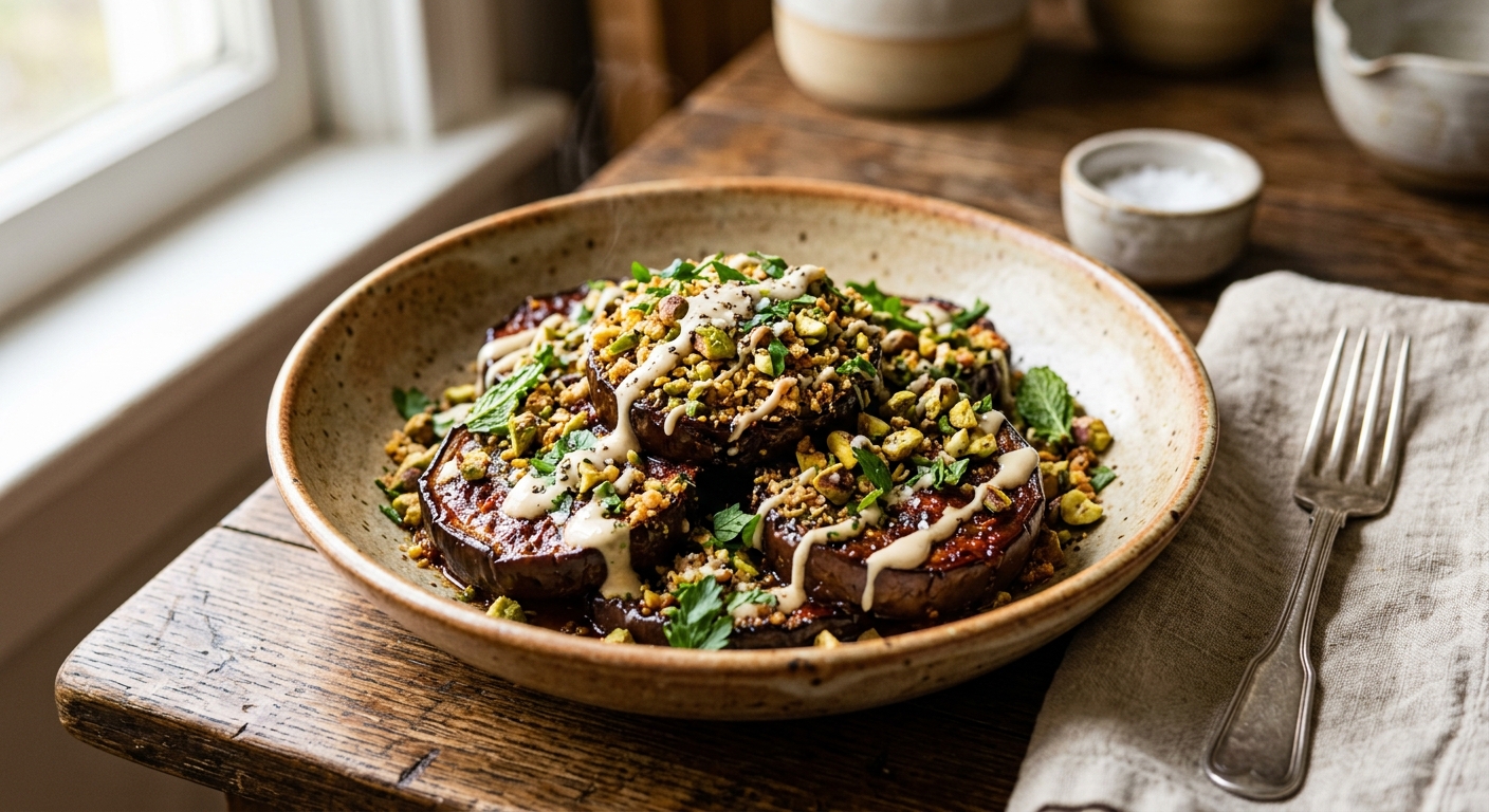 Harissa Eggplant Crumble