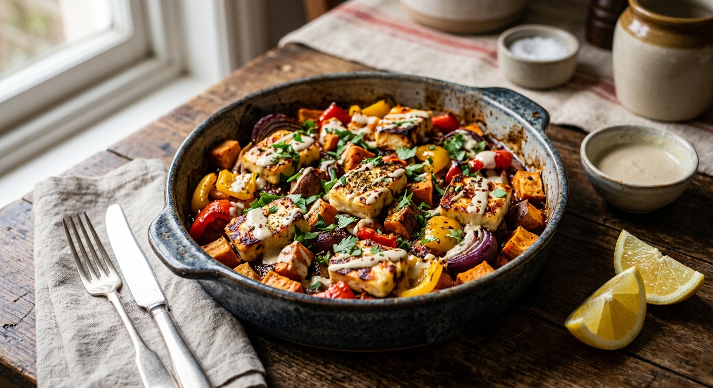 Harissa Halloumi Traybake
