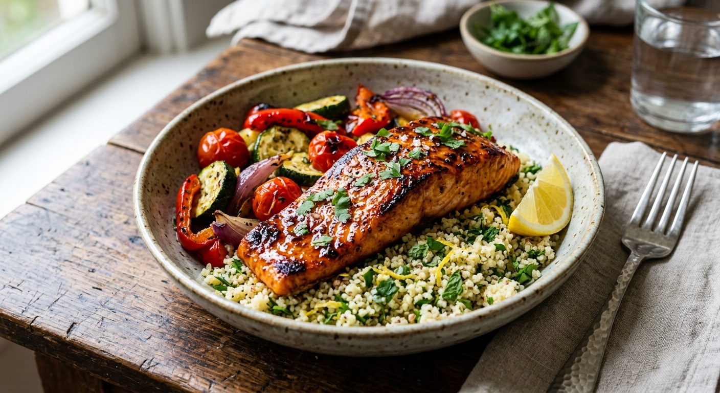 Harissa Honey Salmon Bowls