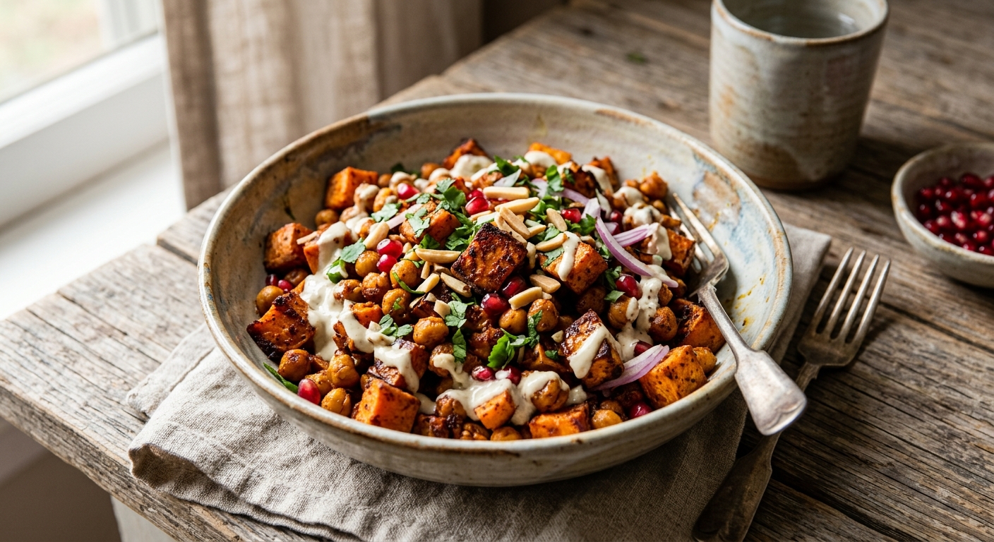 Harissa Sweet Potato Chickpea Bowls