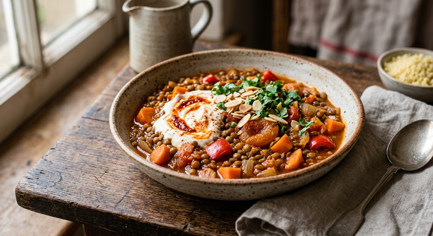 Moroccan Lentil & Apricot Tagine