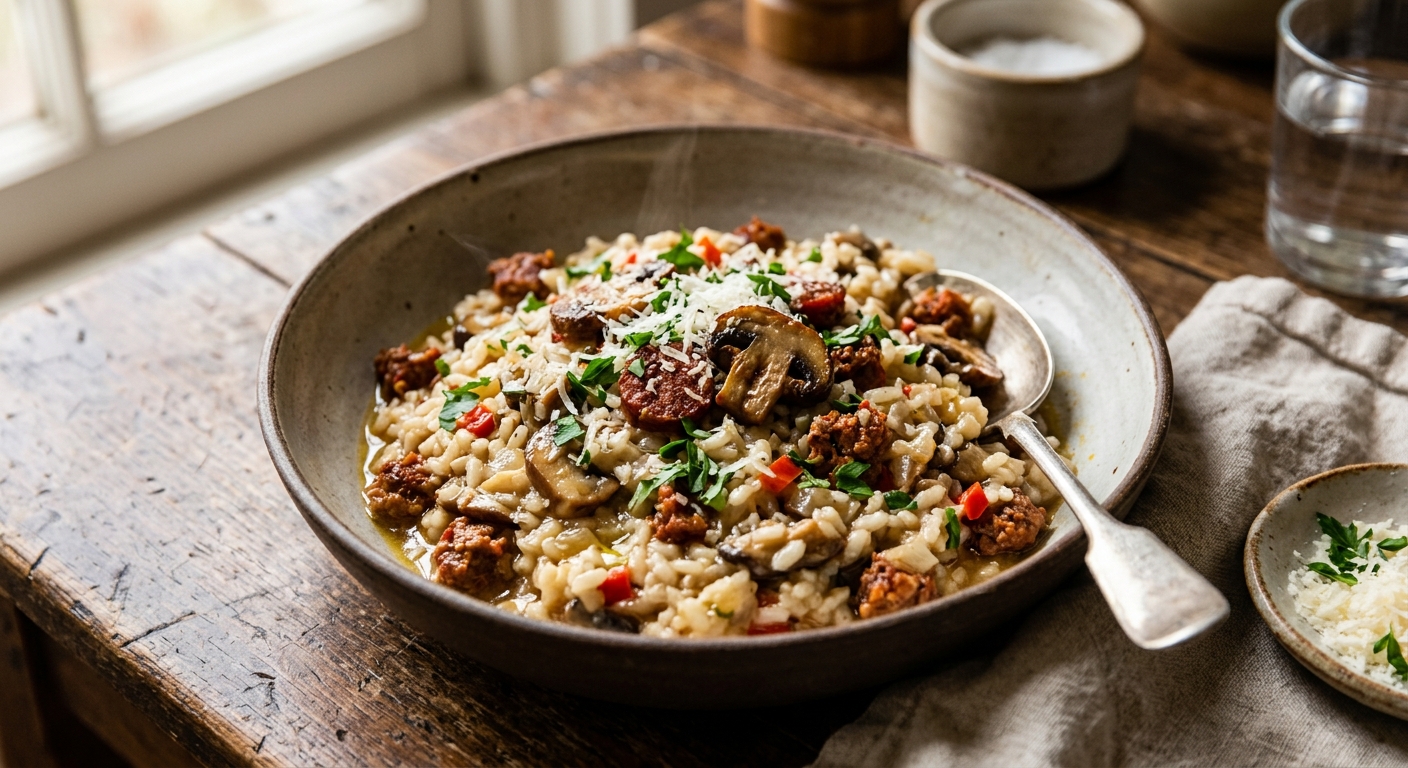 Mushroom Chorizo Risotto