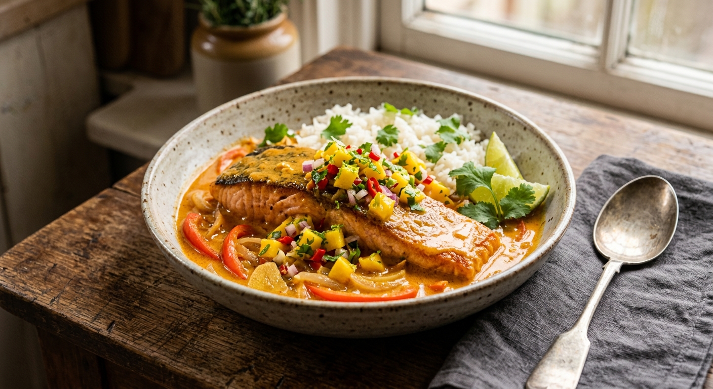 Salmon Curry with Mango Salsa