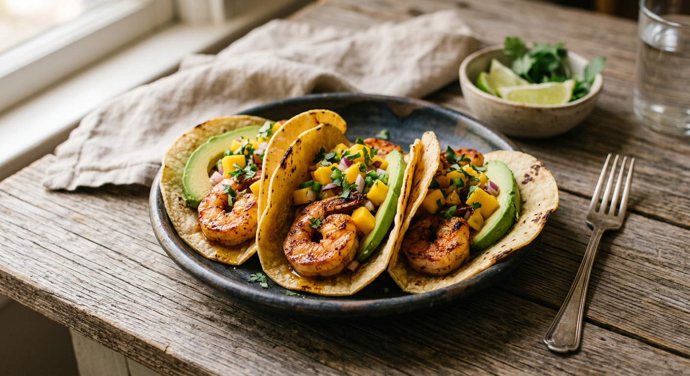Shrimp Tacos with Mango Salsa