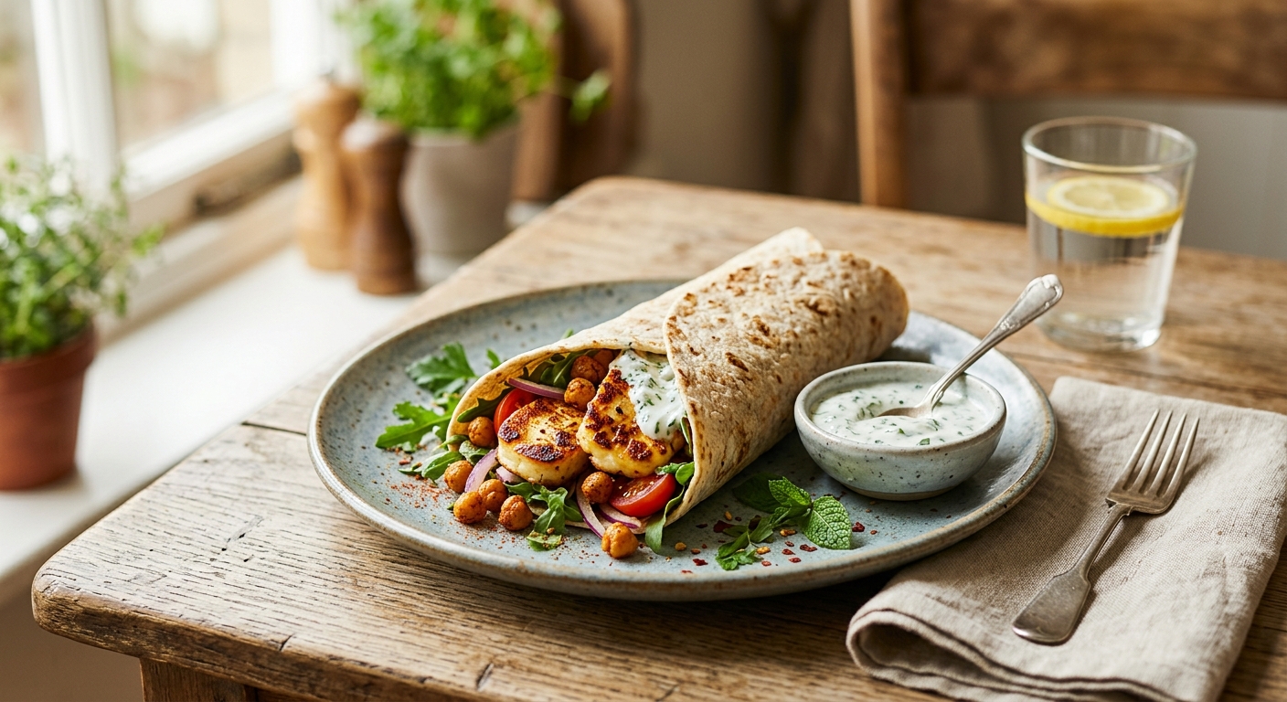 Spiced Halloumi & Chickpea Wraps