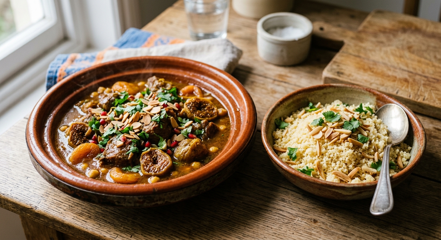 Spiced Lamb and Fig Tagine with Almond Couscous
