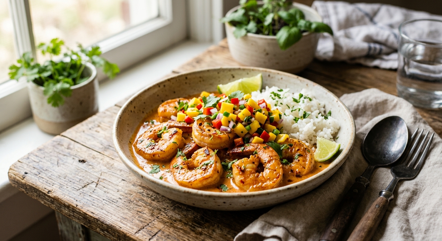 Spicy Coconut Shrimp with Mango Salsa