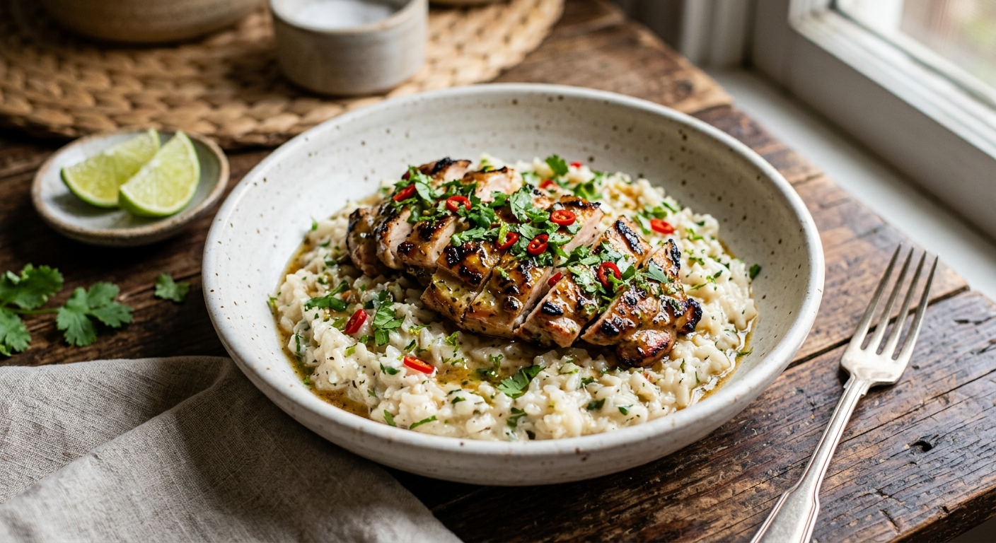 Tangy Lime Chicken with Coconut Risotto