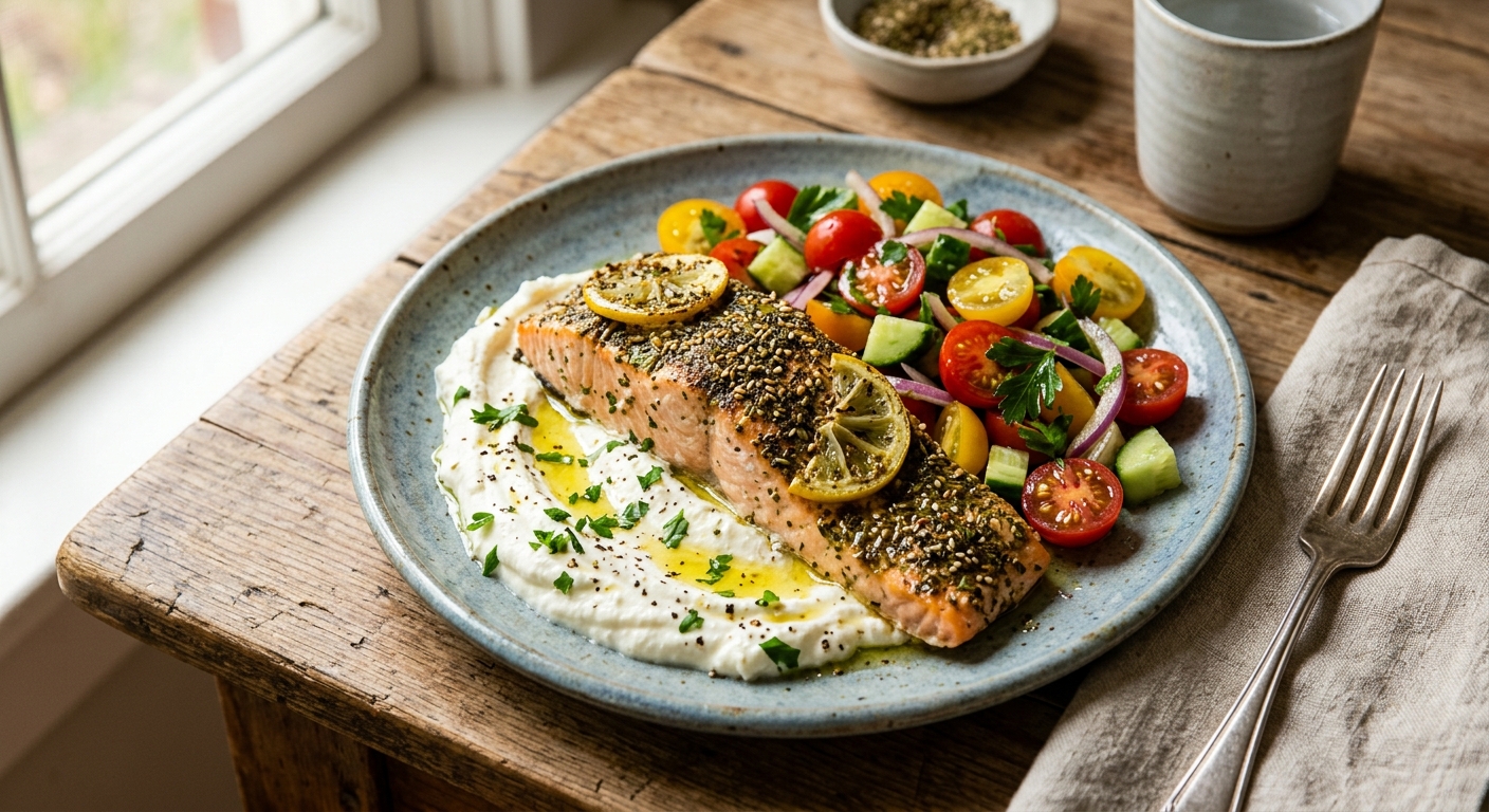 Za'atar Salmon with Whipped Feta